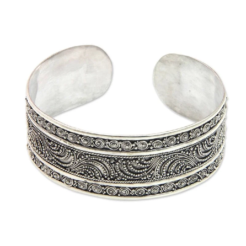 Summer beach bracelets  Handmade Sterling Silver 'Dancing Waves' Cuff Bracelet (Indonesia)