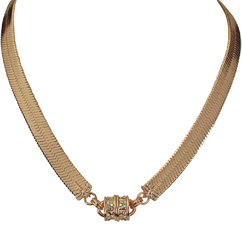 Korean fashion necklaces  Starlight Dragonfly Reversible Herringbone Magnetic Necklace (Rose Goldtone)