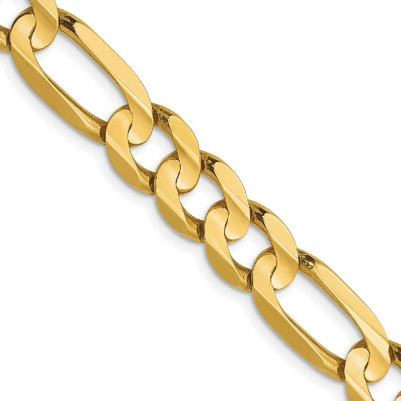 Elegant chain bracelets  Curata 10k Yellow Gold Solid Polished Lobster Claw Closure 7.5mm Concave Figaro Bracelet