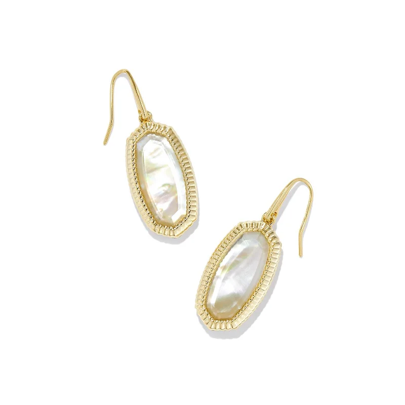 White pearl earringsKendra Scott | Dani Gold Ridge Frame Drop Earrings in Golden Abalone