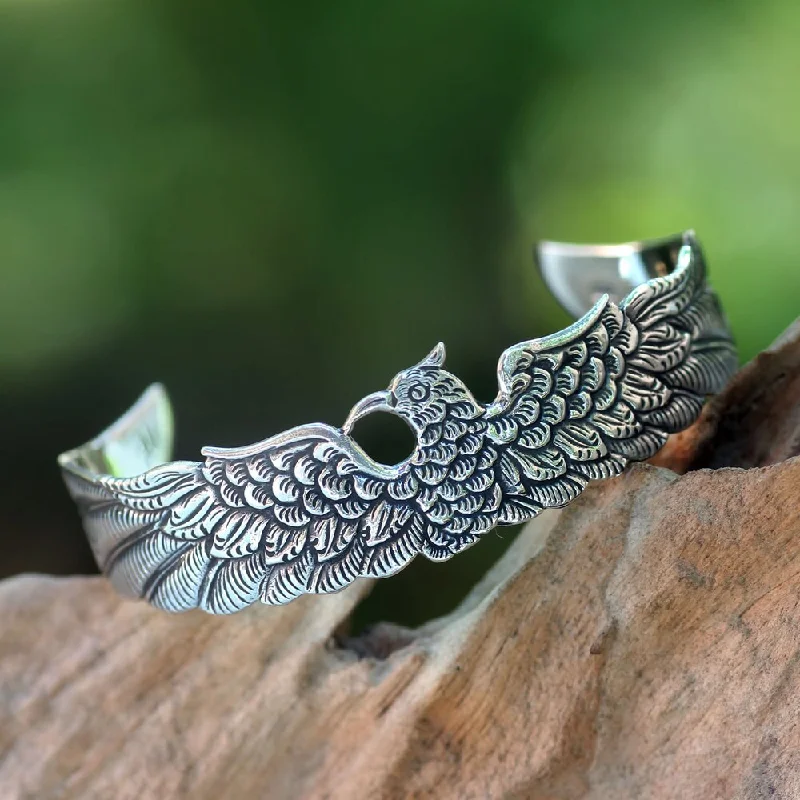 Birthstone bracelets for women  Handmade Sterling Silver 'Royal Eagle' Bracelet (Indonesia)