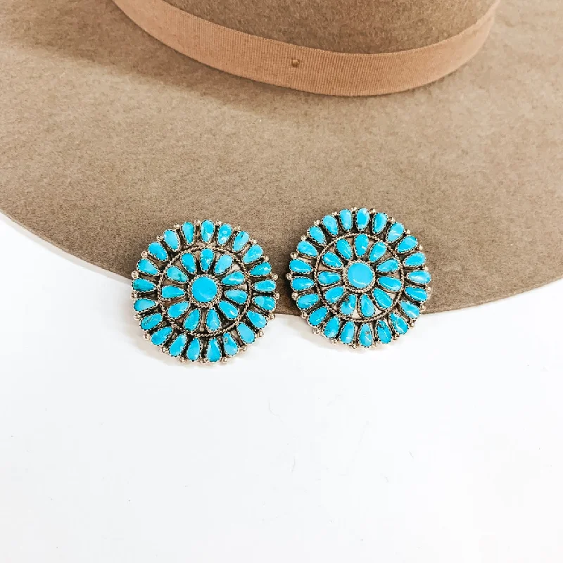 Silver hoop earringsArthur J Williams | Navajo Handmade Sterling Silver Circle Cluster Stud Earrings