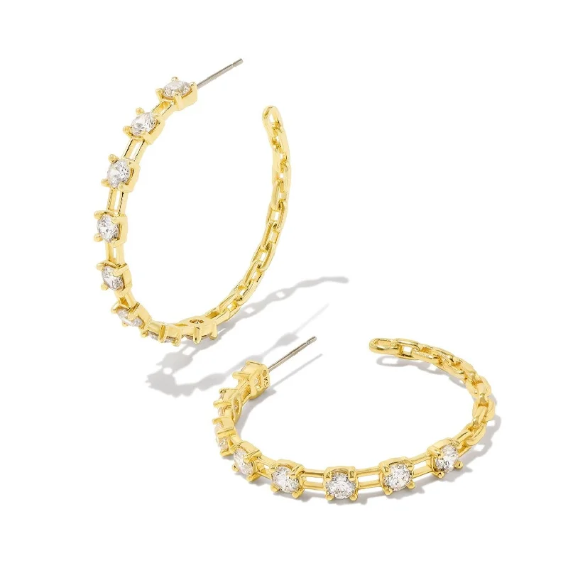 Nickel-free earringsKendra Scott | Lexi Gold Hoop Earrings in White Crystal