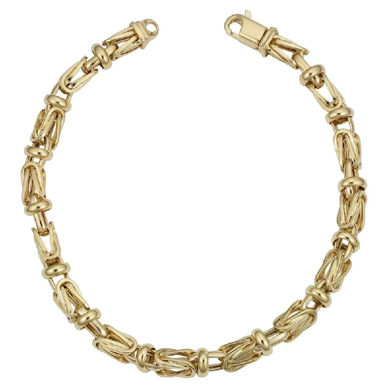 Non-tarnish bracelets  Men's 14k Yellow Gold 5 millimeters Square Byzantine Bracelet (8.75 inches)