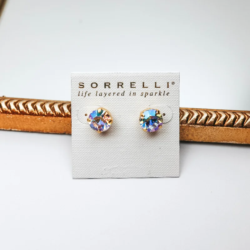 Budget-friendly earringsSorrelli | Round Stud Earrings in Bright Gold Tone and Aroura Borealis