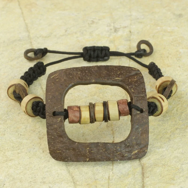 Spring floral bracelets  Handmade Coconut Shell Bamboo 'Bold Squares' Bracelet (Ghana)