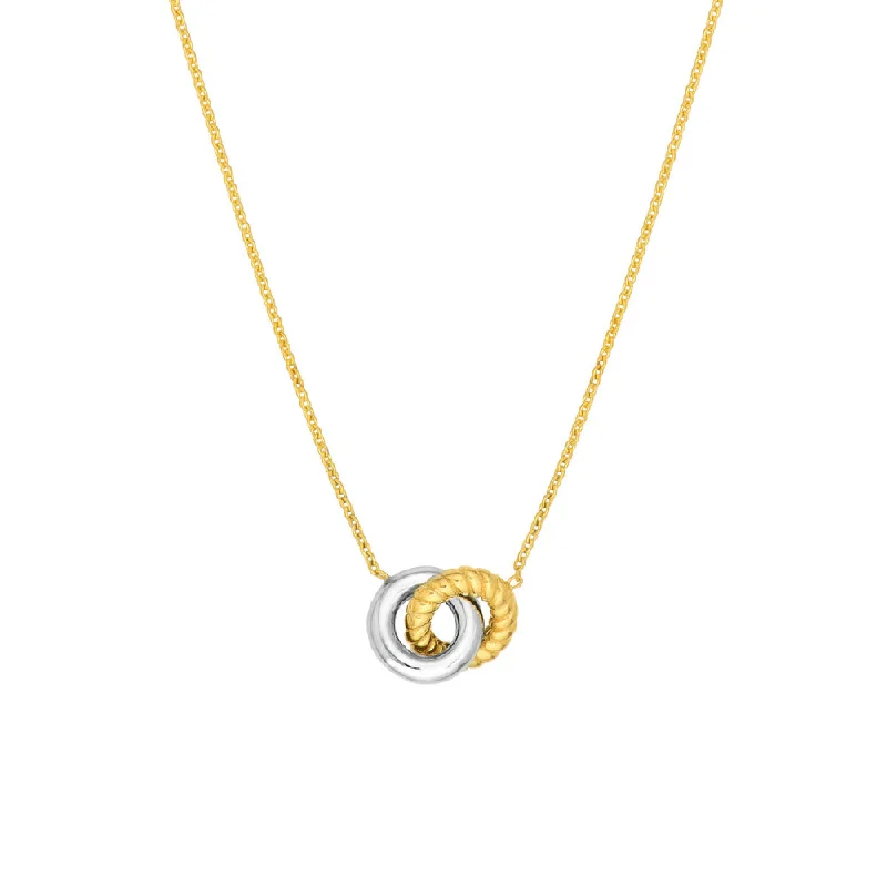 Silver layered necklaces  14k Two-Tone Interlocking Circle Necklace