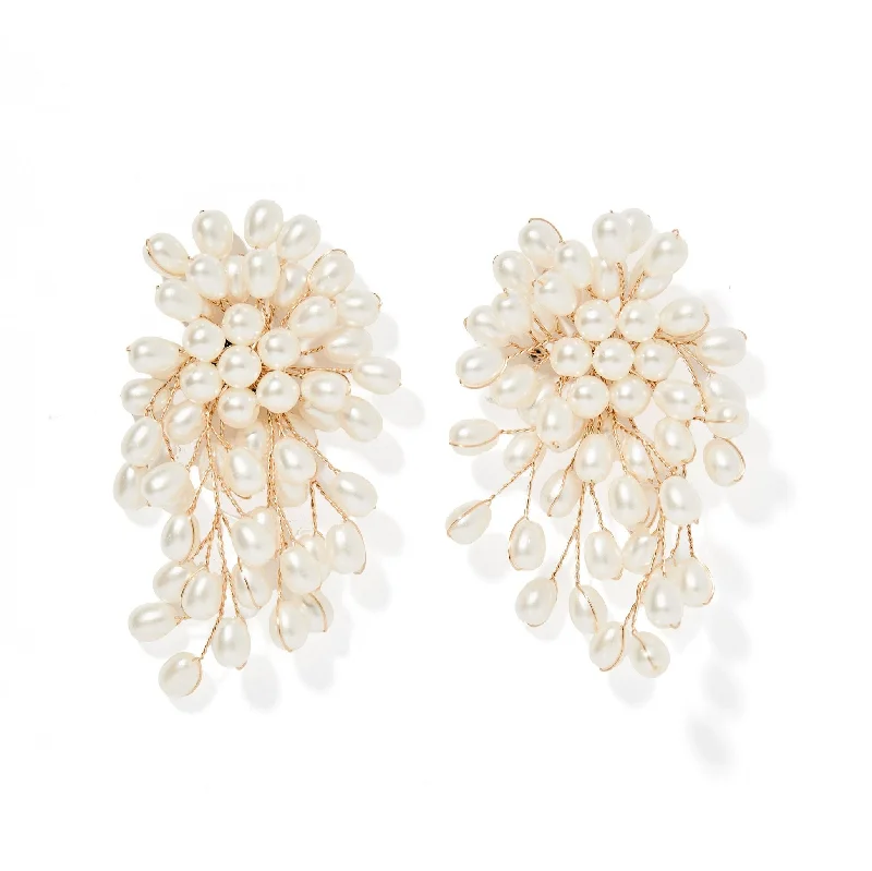 Elegant drop earringsLinny Co | Ariel Gold Tone Pearl Cluster Drop Earrings