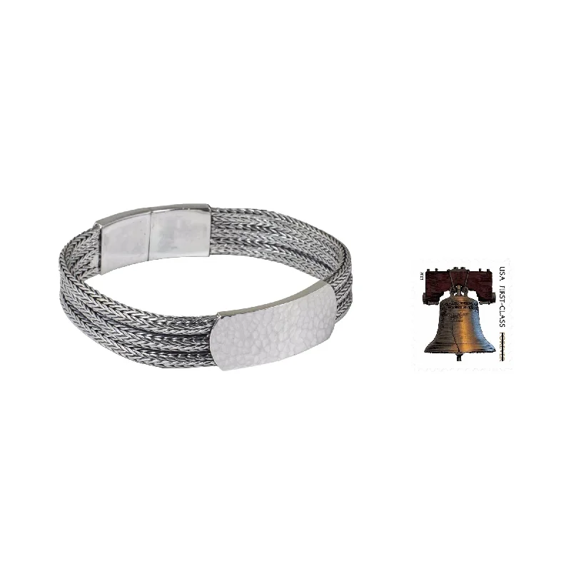 Flower design bracelets  Men's Handmade Sterling Silver 'Winter Wheat' Bracelet (Thailand)