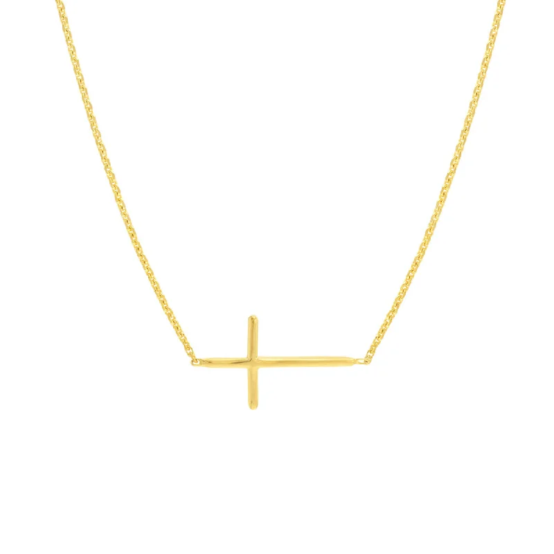 Everyday necklaces for women  14k Gold Mini Sideways Cross Necklace