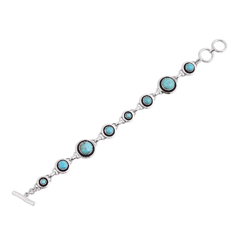 Dainty bracelets for women  NOVICA Turquoise Eternity, Turquoise link bracelet