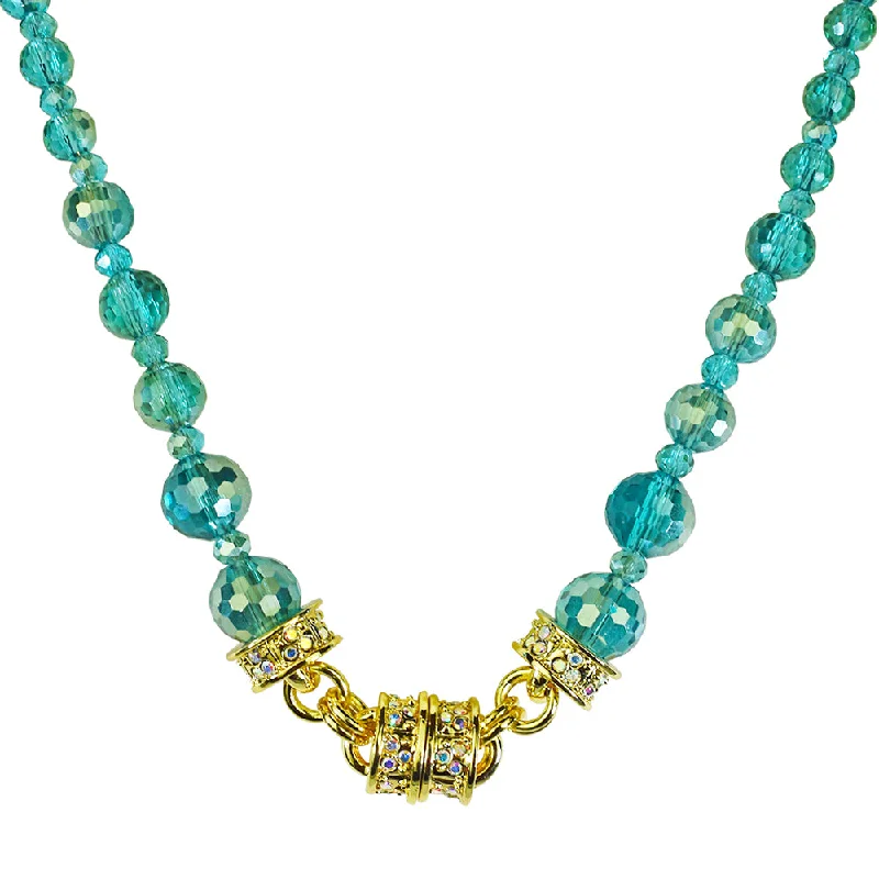 Bold charm necklaces  Belle Of The Ball Beaded Magnetic Interchangeable Necklace (Goldtone/Azure AB)