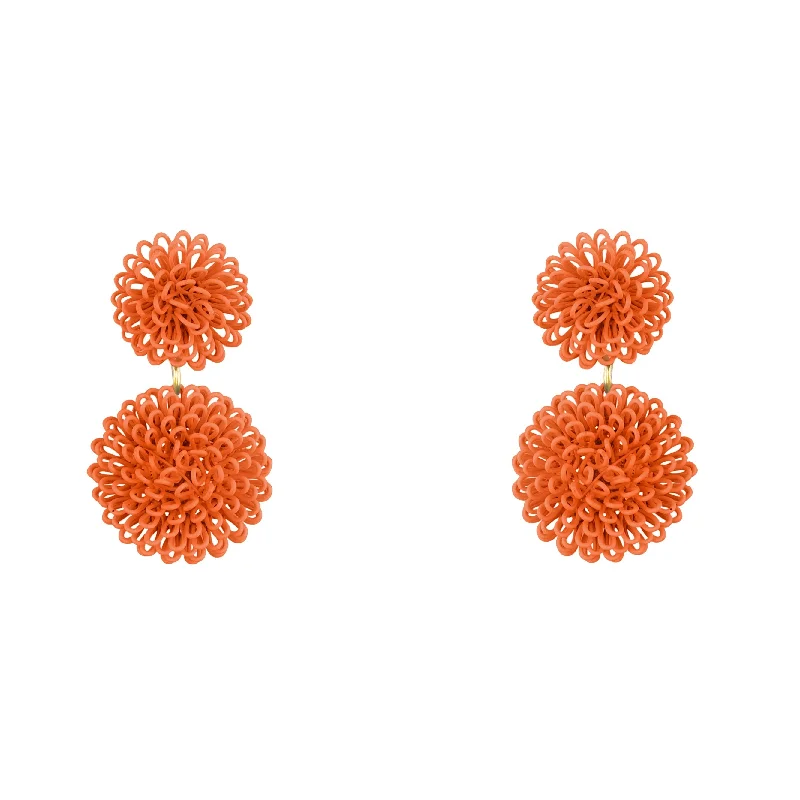 Everyday earringsDouble Orange Pompom Rainbow