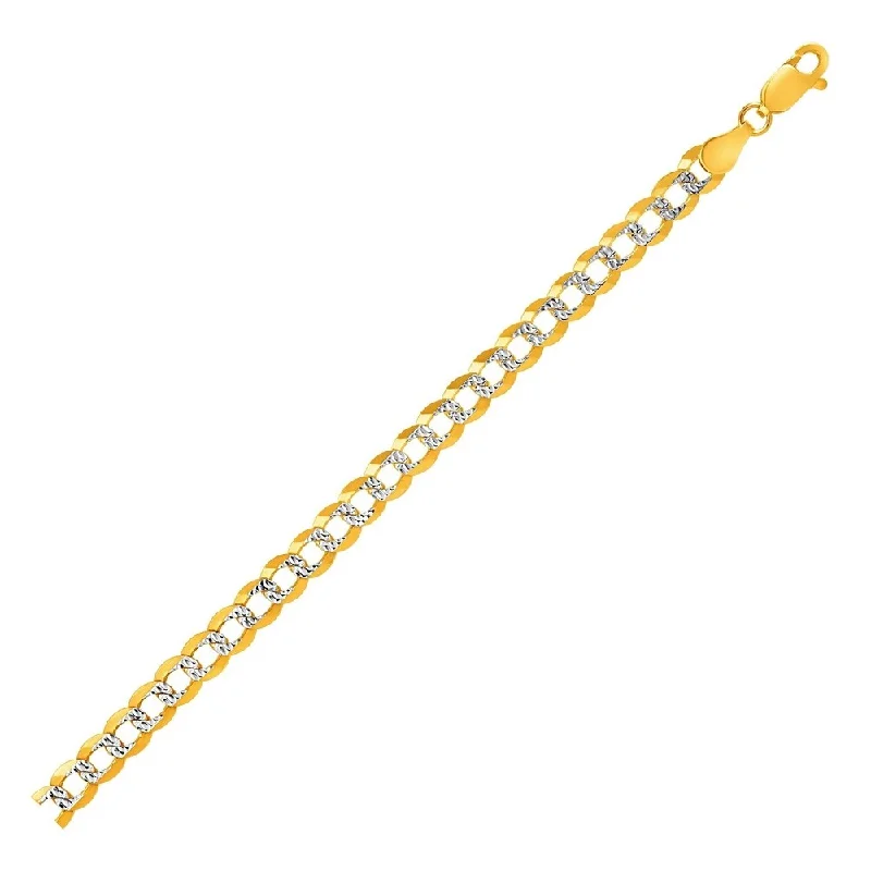 Matching necklace and bracelet set  5.7mm 14k Two Tone Gold Pave Curb Bracelet