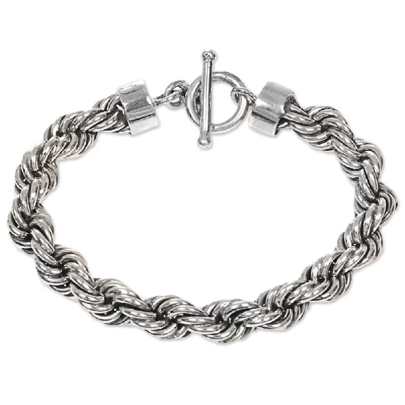 Bracelets for prom night  Sterling Silver Chain Bracelet, 'Spiral Bound' (Indonesia) - 7'6" x 9'6"