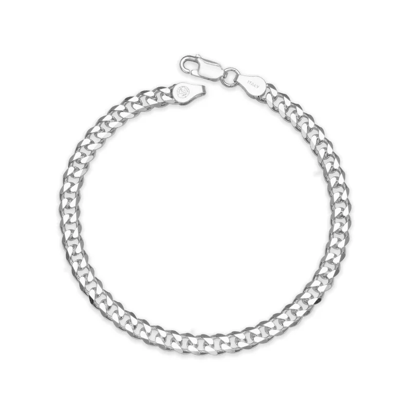 Minimalist chain bracelets  Curata 925 Sterling Silver Italian Men's 6mm Curb Chain Bracelet (Choice of 8" or 9") - White