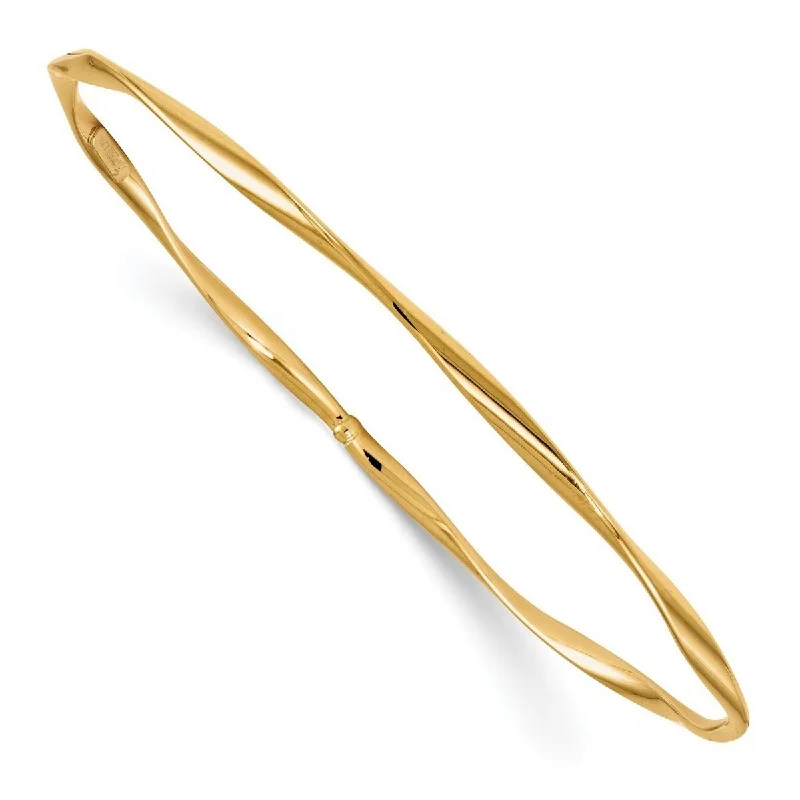 Boho tribal bracelets  Curata 2.5mm 14k Yellow Gold Slip on Polished Twisted Slip-on Bangle Bracelet