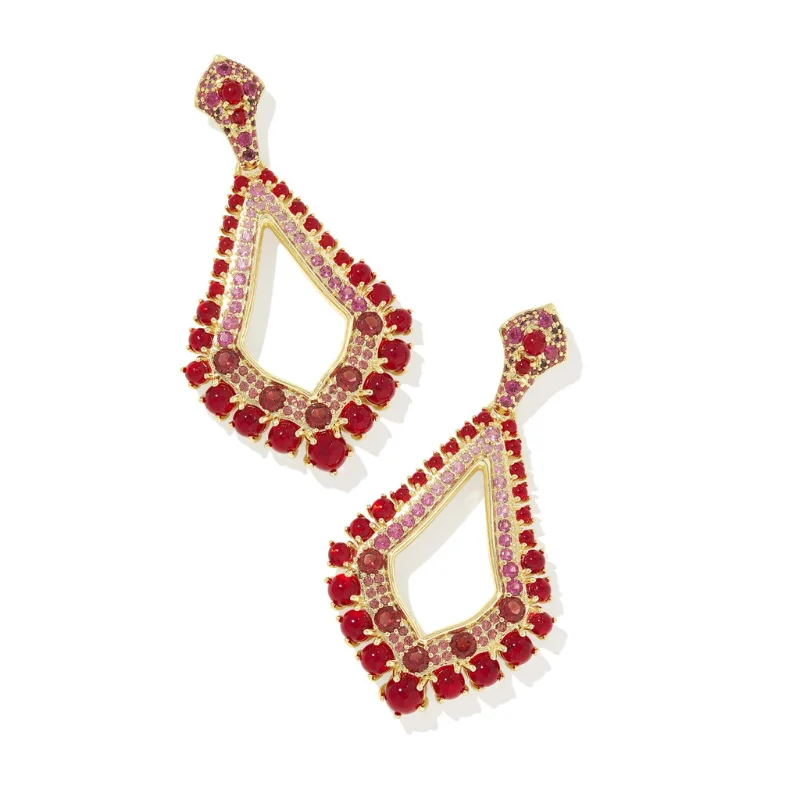 Magnetic clip-on earringsKendra Scott | Krista Statement Earrings in Gold Red Mix