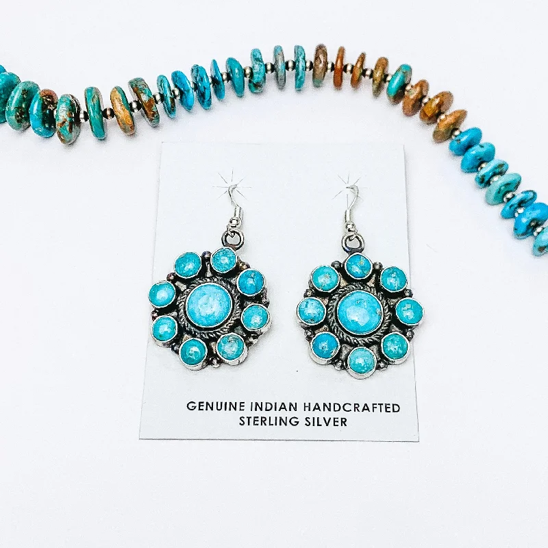 Heart-shaped earringsDevin Brown | Navajo Handmade Kingman Turquoise Cluster Drop Earrings