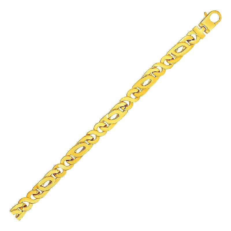 Magnetic clasp bracelets  Mens Interlocking Polished Oval Motif Bracelet in 14k Yellow Gold