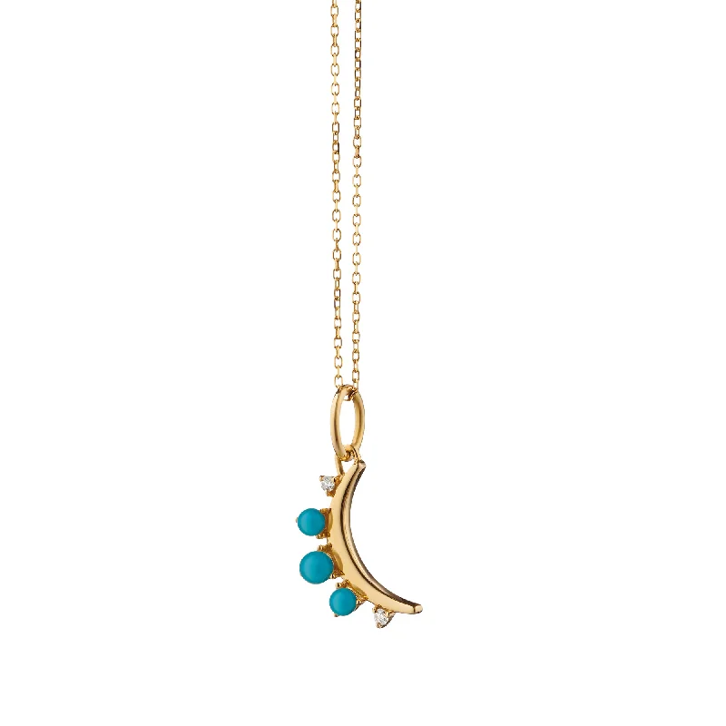 Asymmetrical necklaces  December Turquoise "Moon" 18K Gold Birthstone Necklace