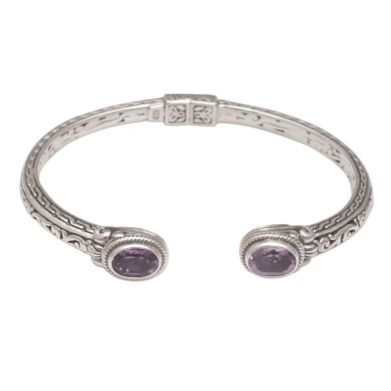 Multicolor crystal bracelets  NOVICA Magical Attraction, Amethyst cuff bracelet