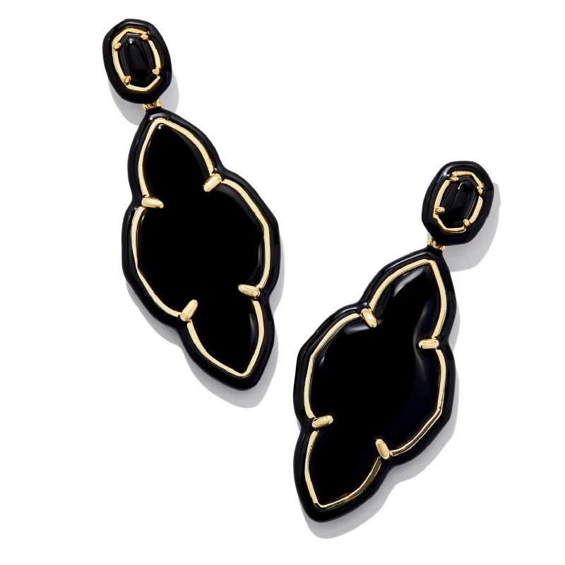 Classic pearl stud earringsKendra Scott | Abbie Gold Enamel Frame Statement Earrings in Black Agate