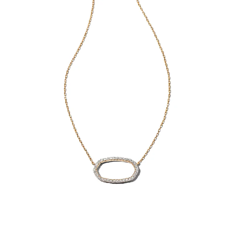 Rose gold and crystal necklaces  Kendra Scott Elisa 14k Gold Open Frame Pendant Necklace in White Diamond