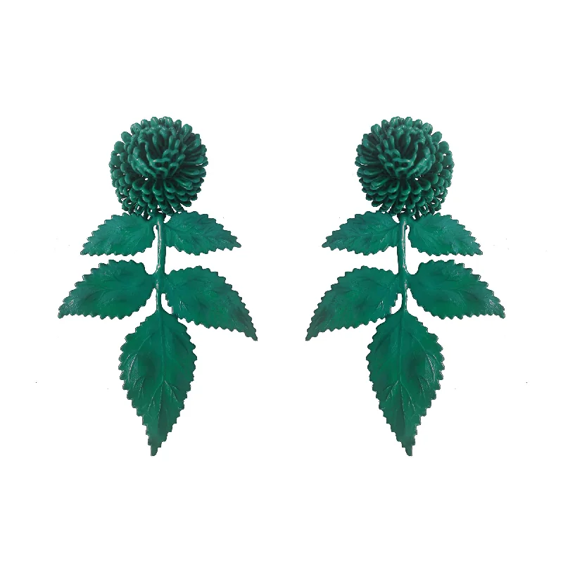 Ear climber earringsGreen Leaf Earrings