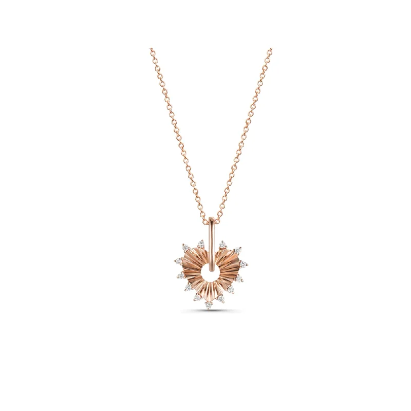 Bohemian layered necklaces  14K Diamond Fluted Heart Necklace