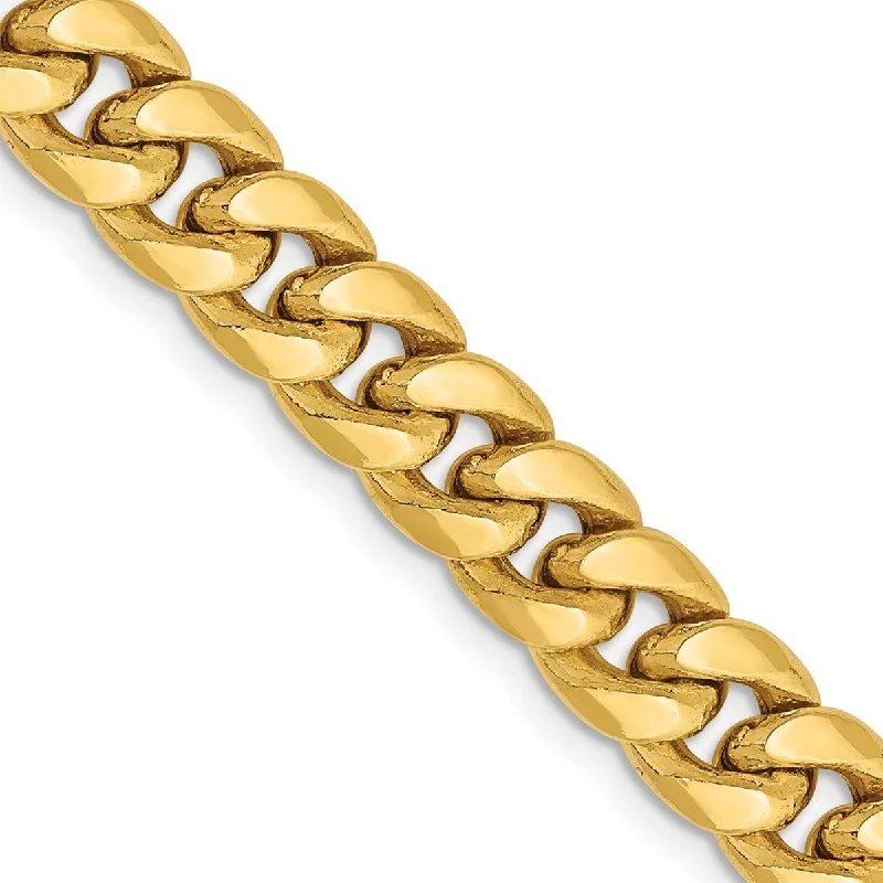 Matching necklace and bracelet set  Curata 10k Yellow Gold 8" Semi solid 7.3mm Miami Curb Chain Bracelet