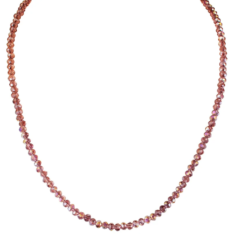 Pink rose quartz necklaces  Shimmer Bead 18" Necklace (Sterling Silvertone/Purple)