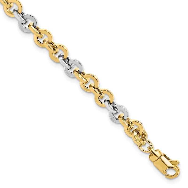 Birthday gift bracelets  Curata 14k Two tone Gold Polished Link Bracelet 7.5 Inch