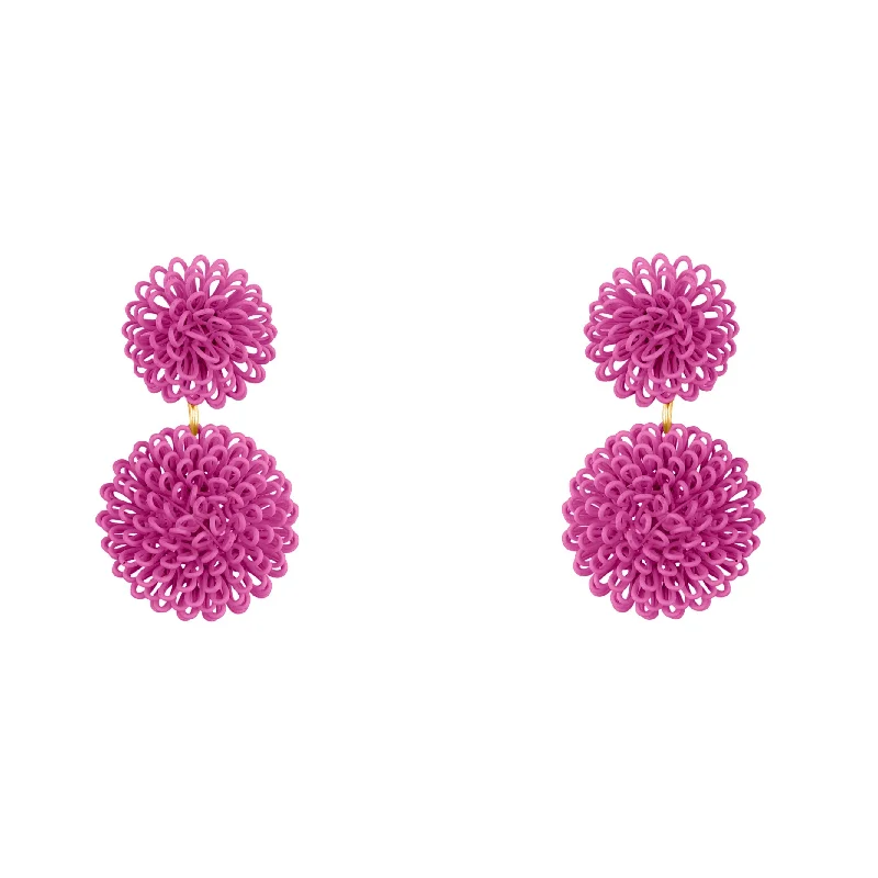 Classic diamond stud earringsDouble Fuchsia Pompom Rainbow