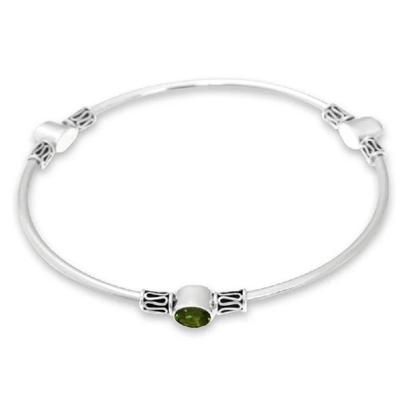 Three-layered bracelets for women  Handmade Peridot Sterling Silver 'Harmony of Three' Bangle Bracelet (Indonesia)