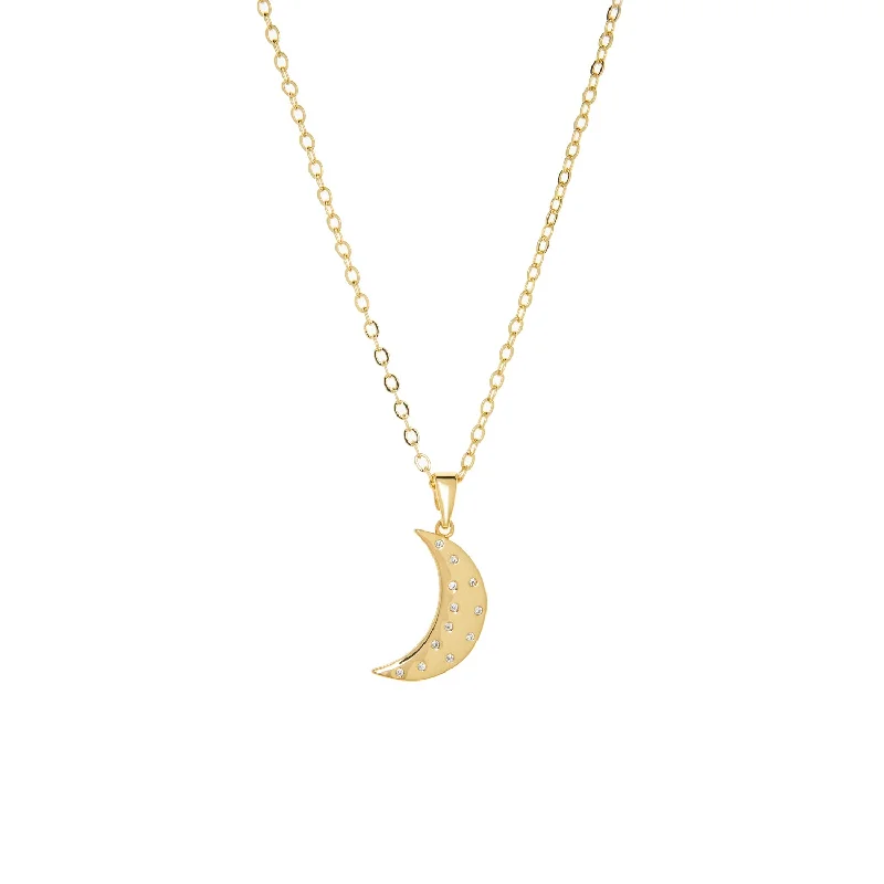 Moon and sun necklaces  gold plated large crescent necklace