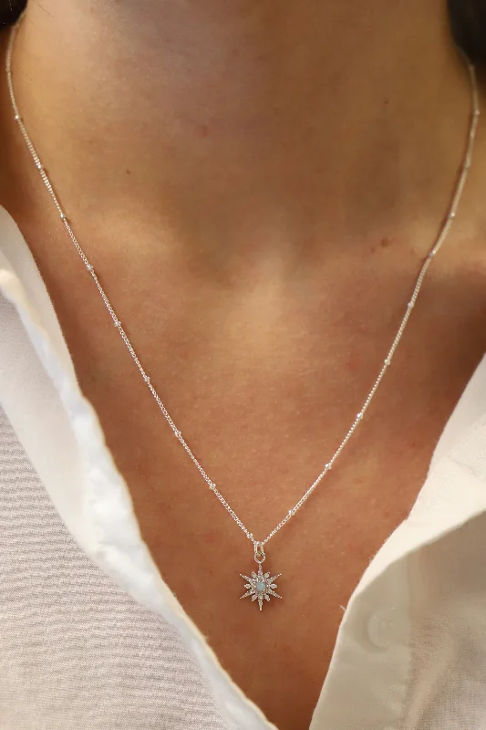 White pearl necklaces  SILVER OPAL STARBURST NECKLACE