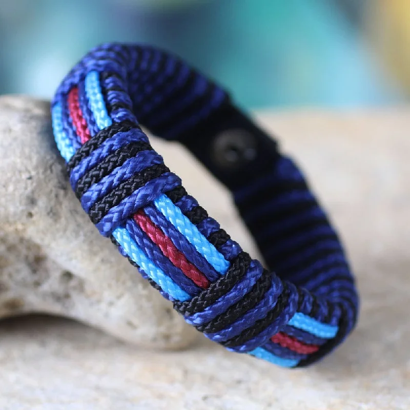 Bracelet sets for layering  Men's Polyester Recycled Paper 'Legends of Africa' Bracelet (Ghana) - 1"x8.5"