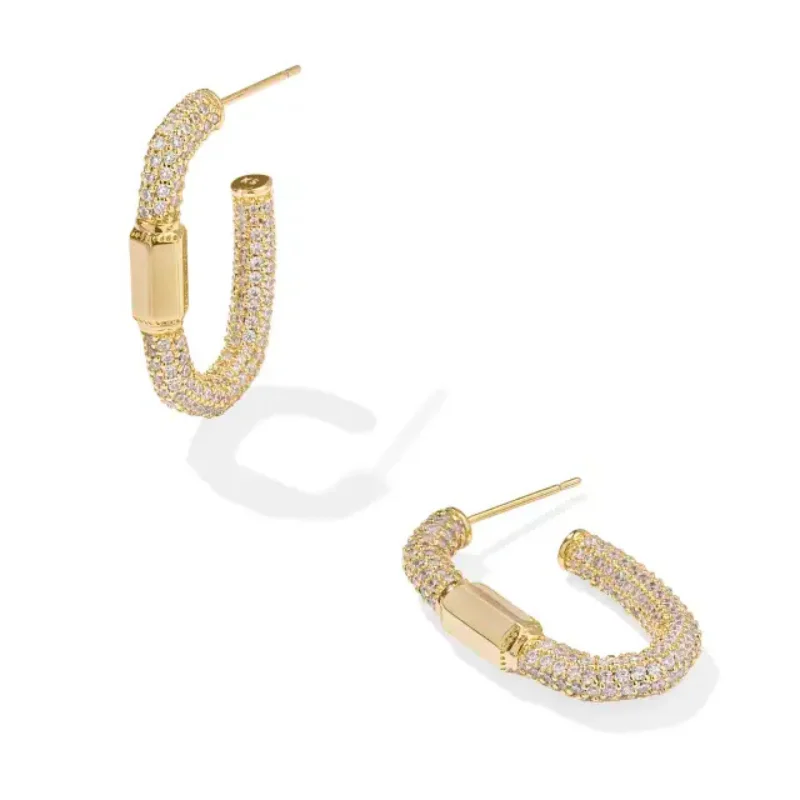 Luxury earrings overKendra Scott | Emery Gold Hoop Earrings in White Crystal