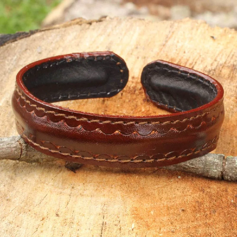 Engraved charm bracelets  Handmade Solar Soul Leather Bracelet (Thailand)