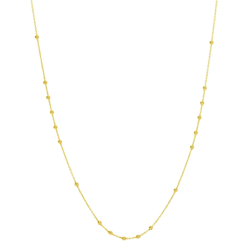 Classic choker necklaces  14k Gold Bead Station Necklace, 18"