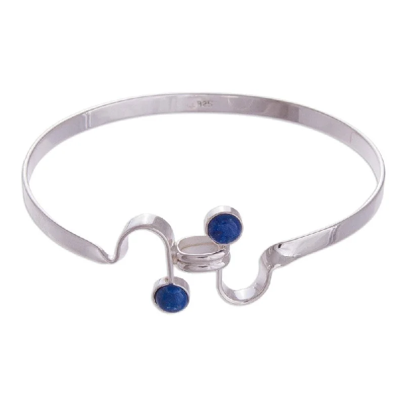 Vintage cuff bracelets  Handmade Sterling Silver 'Opposites Attract' Lapis Lazuli Bracelet (Peru)