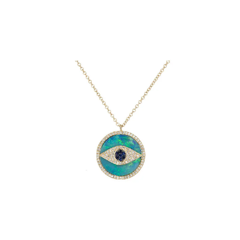 Silver and pearl necklaces  14KT Yellow Gold Diamond, Sapphire, and Opal Evil Eye Necklace