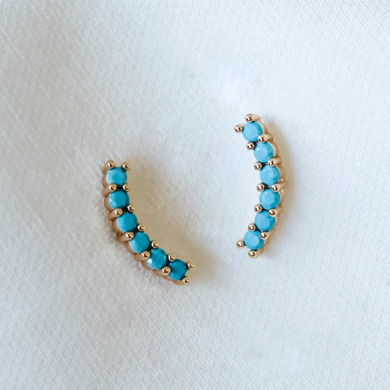 Multicolor crystal earringsKinsey Designs | Tide Gold Tone Climber Earring with Turquoise Blue Stones