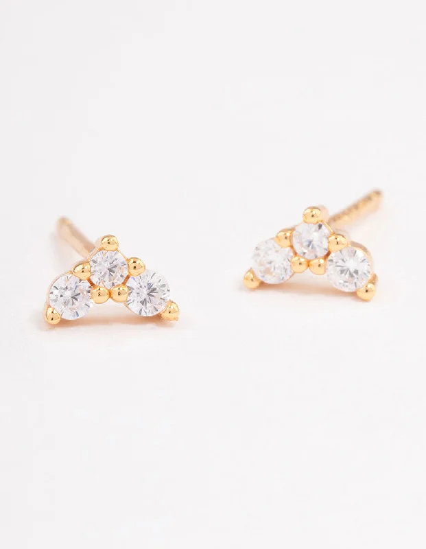 Assorted fashion earrings packGold Plated Sterling Silver Cubic Zirconia Classic Trio Earrings