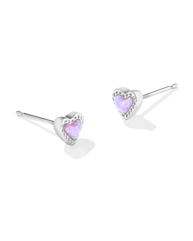 Three-pair earrings for everyday wearKendra Scott | Mini Ari Silver Heart Studs in Bubblegum Pink Opal