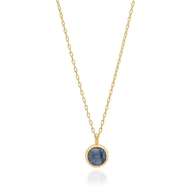 Elegant drop necklaces  Anna Beck Dumortierite Round Pendant Necklace