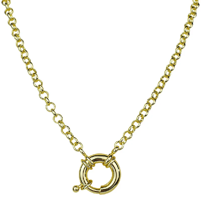 Minimalist chain necklaces  Sailor Clasp Rolo Chain Charm Holder 18" Necklace (Goldtone)