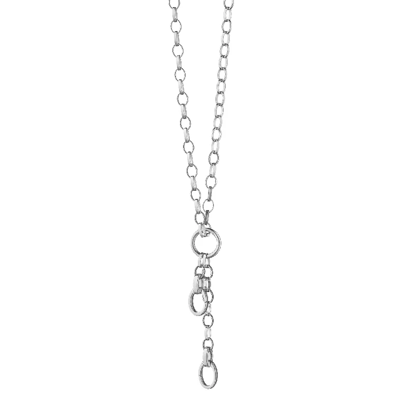 Everyday necklaces for women  34" "Design Your Own" Large Link Sterling Silver Charm Chain Necklace, 2 Charm Stations