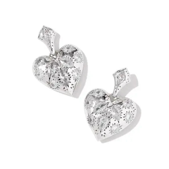 Butterfly earringsKendra Scott | Holland Silver Heart Drop Earrings in White Crystal